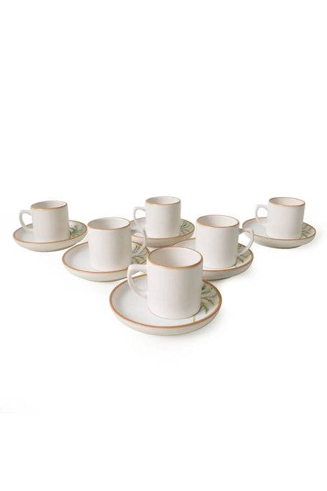 Hermia Juego de tazas de café de 12 piezas - Blanco, Amarillo, Verde